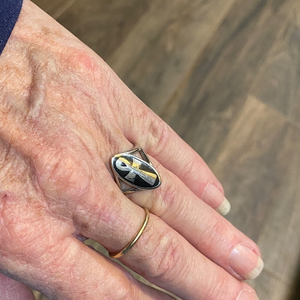 Modern Silver and Black Anch ring
